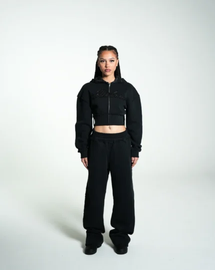 Female Zipper Black Tracksuit